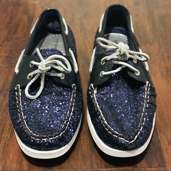 Sperry Shoes - Sperry Top-Sider *NEW* Navy Glitter Boat Shoe S-10